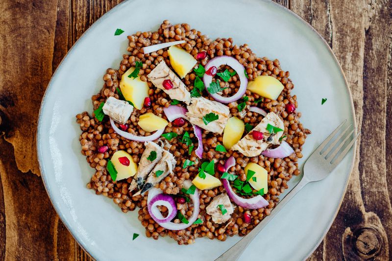 Salade de lentilles aux maquereaux
