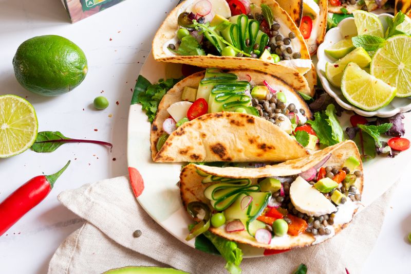Tacos aux lentilles vertes du Puy