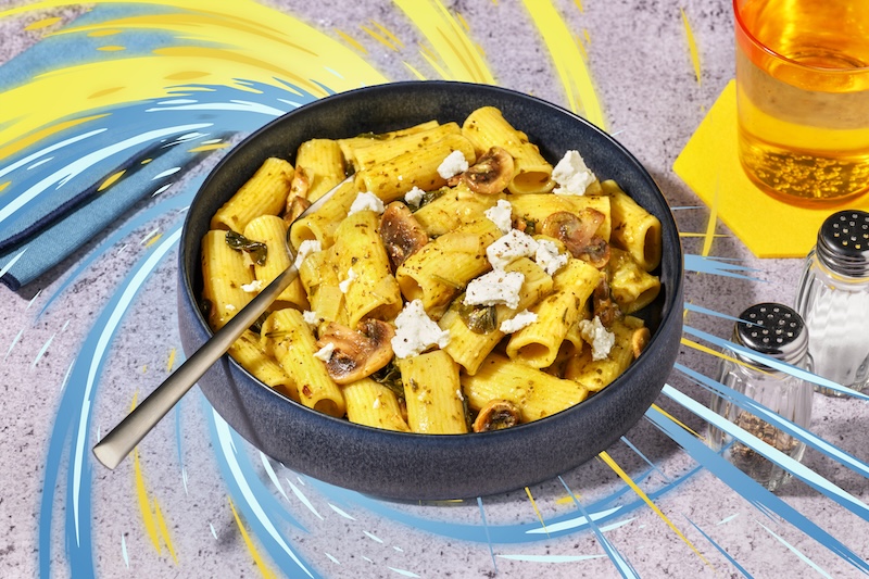 recette de Rigatoni chèvre-épinards