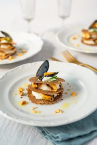 recette de Millefeuille croustillant de moules et topinambour