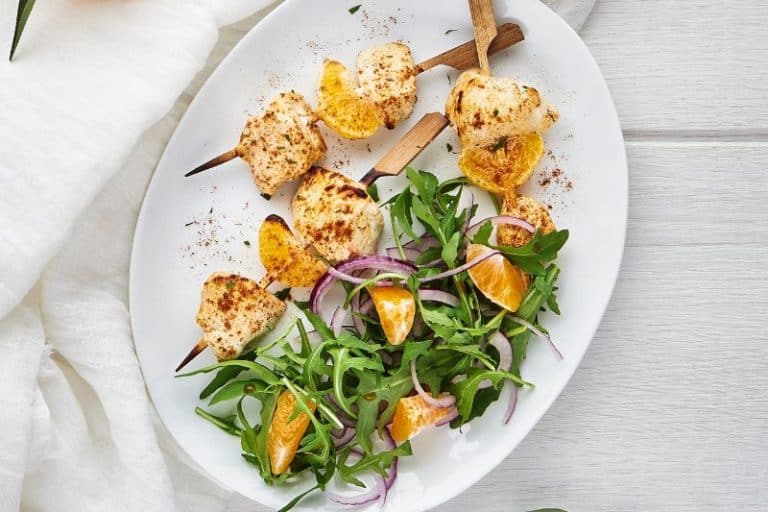Brochettes de poulet et clémentine de Corse