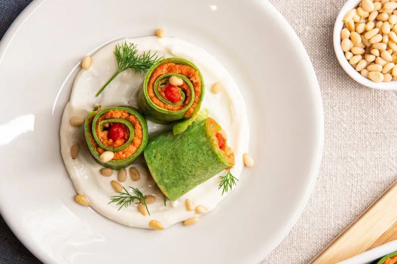 Crêpes au saumon et purée de tomates