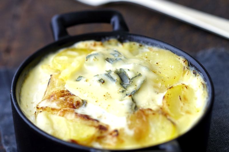 Gratin de rattes au Bresse Bleu