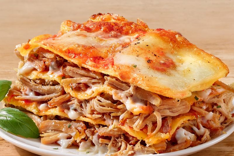 Lasagnes d’effilochés au porc