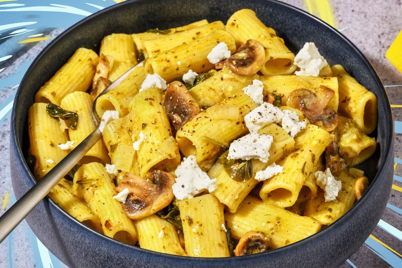 Rigatoni chèvre-épinards