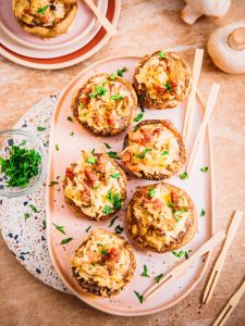 recette de Champignons farcis au riz et aux lardons
