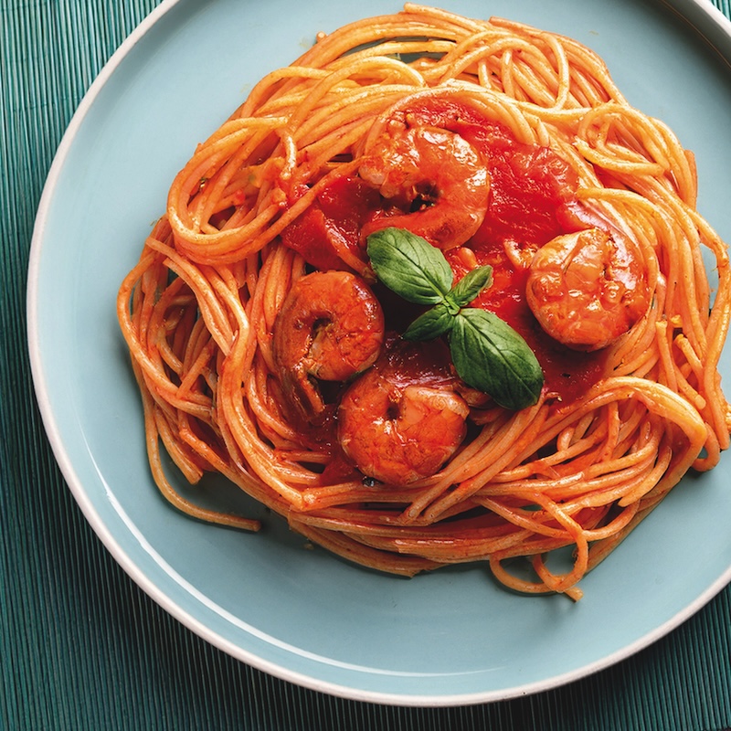 recette de Spaghetti aux gambas et à la sauce tomate