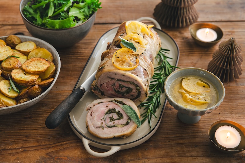 Poitrine d’agneau façon porchetta