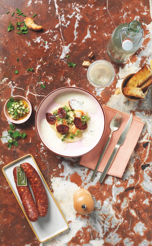 recette de Saint-Jacques et saucisse de Montbéliard
