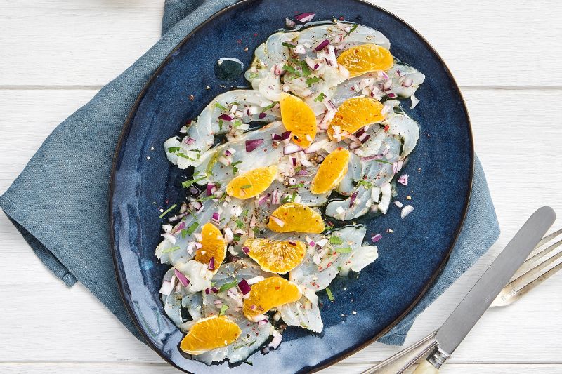 Ceviche de poisson blanc et clémentines