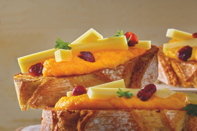 Crostini au Beaufort et à la patate douce