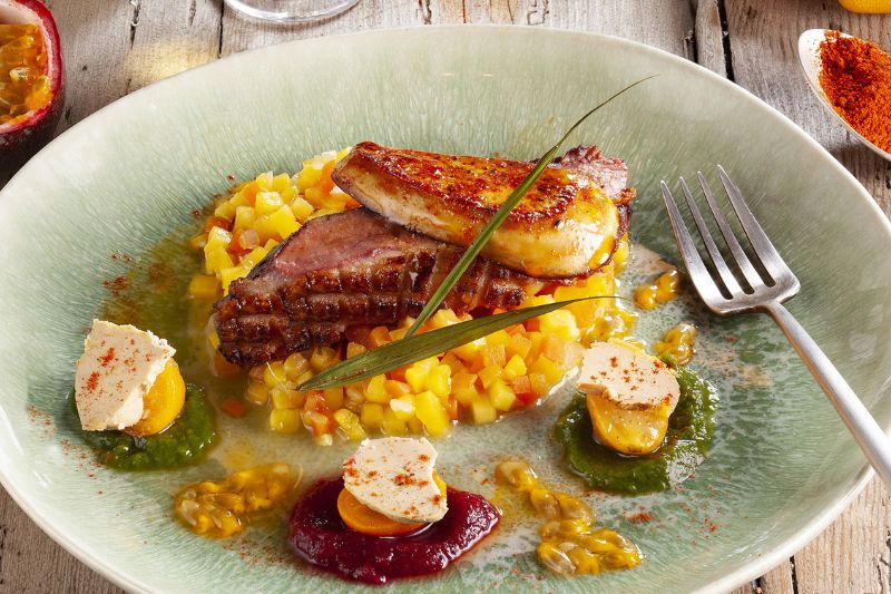 Magrets et foie gras aux épices