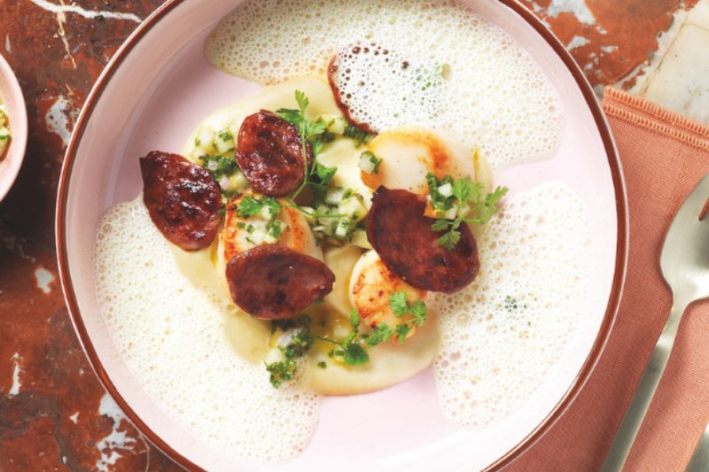 Saint-Jacques et saucisse de Montbéliard