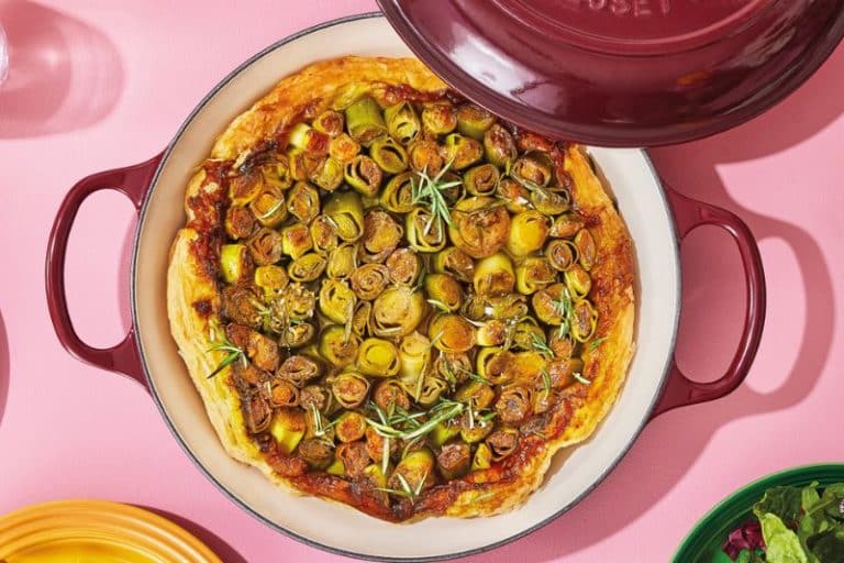 Tatin de poireaux au miel et au Parmesan