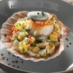 Saint-Jacques à la crème de bleu