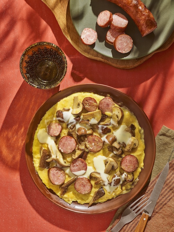 recette Omelette forestière à la saucisse de Montbéliard