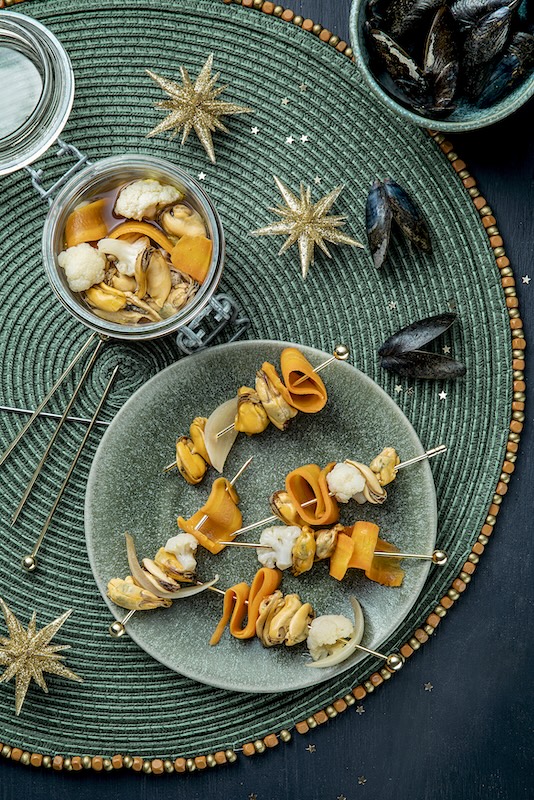 recette de Brochettes de pickles de moules à la Guinness