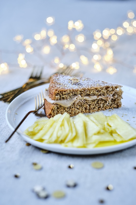 recette de Moelleux noisette et carpaccio d’ananas