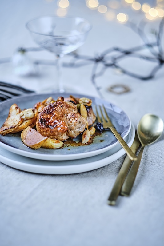 recette de Filet mignon laqué au miel et fruits