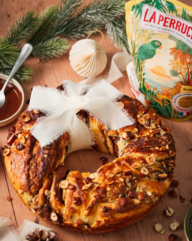 recette de Couronne de Noël choco-noisette