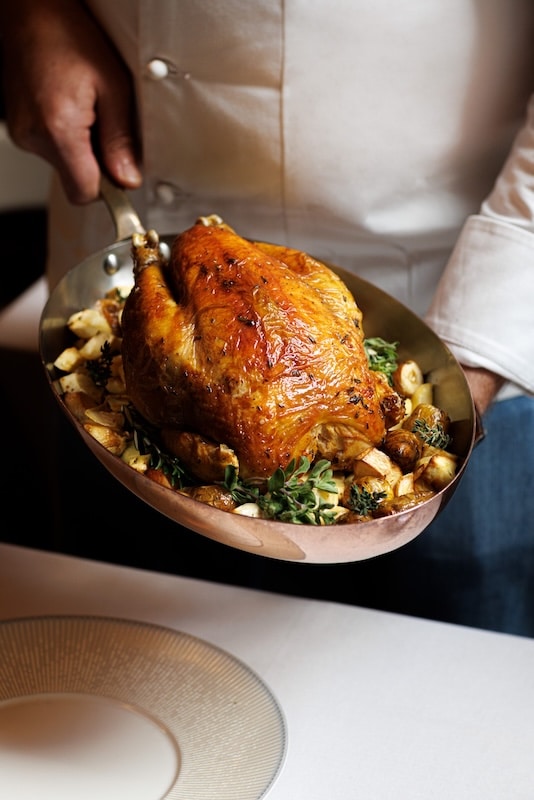 recette de Poularde pochée rôtie