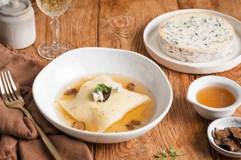 Ravioles ouvertes à la Fourme d’Ambert