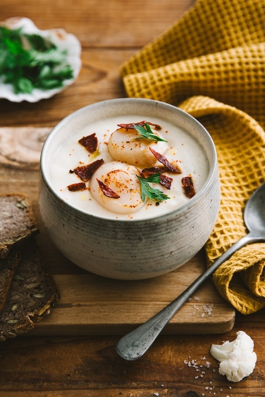 recette de Velouté de chou-fleur aux Saint Jacques