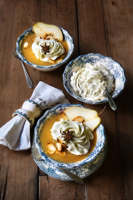 recette de Velouté de poire et chantilly vanillée
