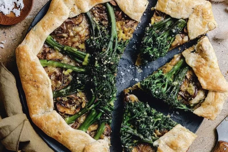 Tarte aux poireaux champignons et Bimi