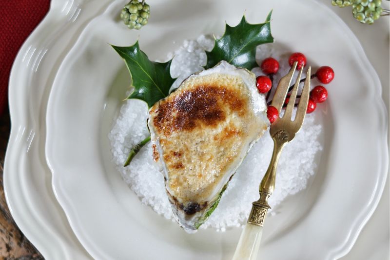 Huîtres gratinées au foie gras