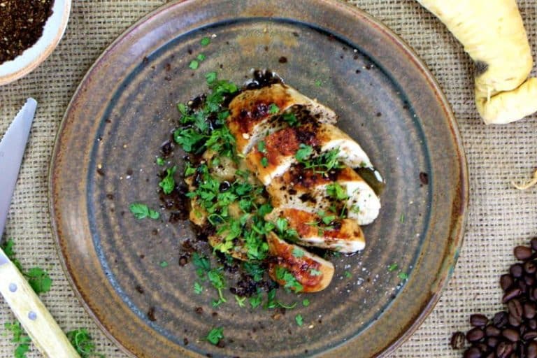 Volaille rotie panais au café