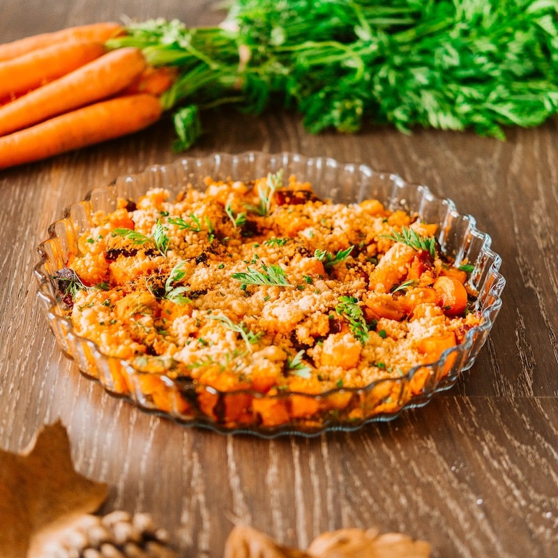 recette de Crumble salé de carottes et chorizo