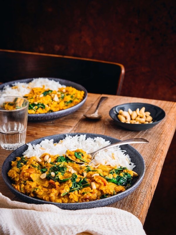 recette de Dahl de lentilles corail aux épinards