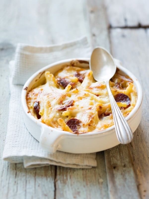 recette de Gratin de macaroni au Reblochon et chorizo