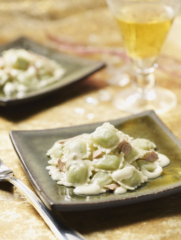recette de Ravioles et béchamel au foie gras