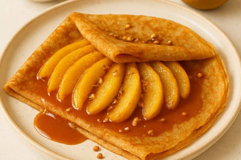 Crêpes aux poires fondantes caramélisées