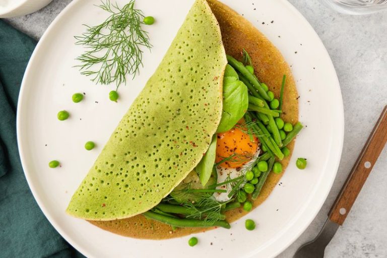 Crêpes aux épinards et lait de chèvre