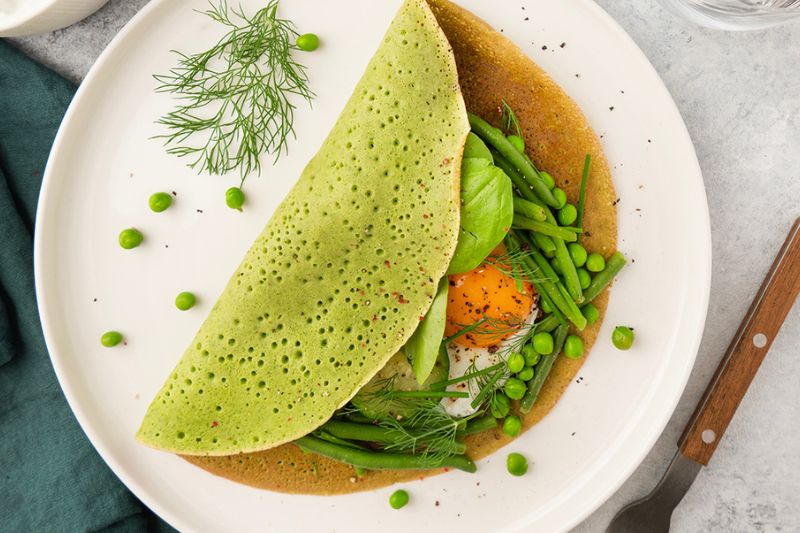 Crêpes aux épinards et lait de chèvre