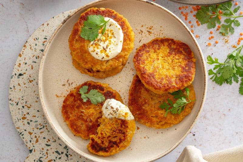 Galettes de lentilles corail et carottes