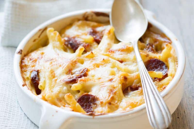Gratin de macaroni au Reblochon et chorizo