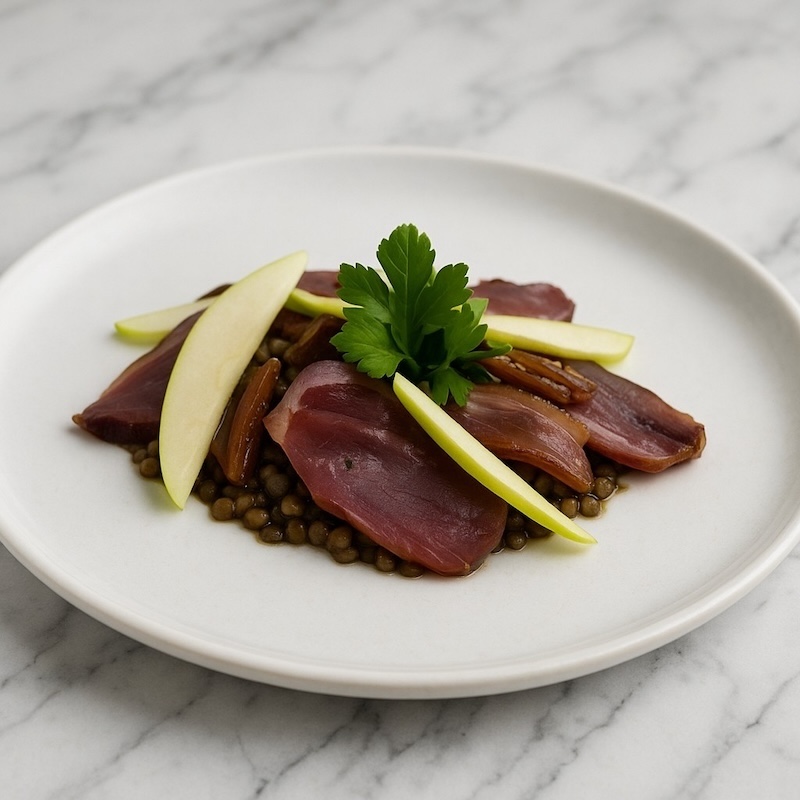 recette de Salade de lentilles vertes et magret