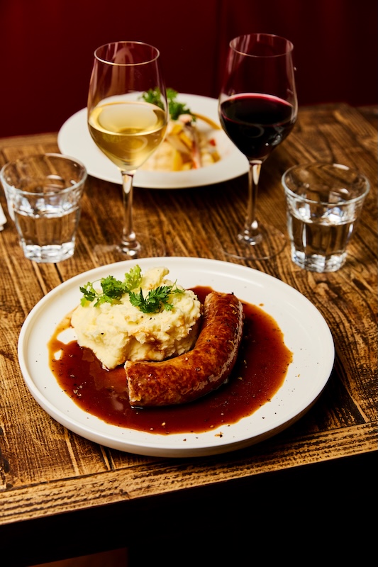 saucisse au couteau et purée