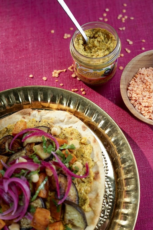 recette de Naans au concassé de lentilles corail