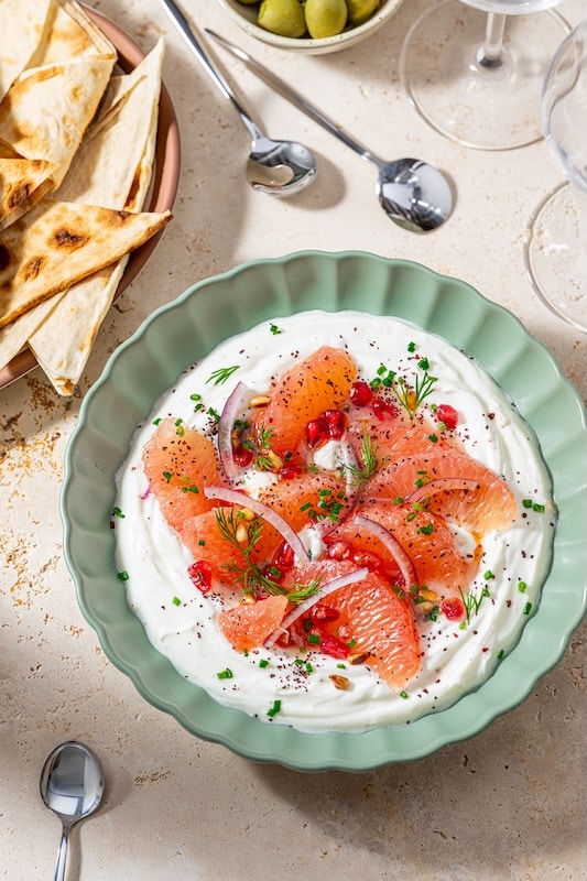 recette de Labneh au pamplemousse rose