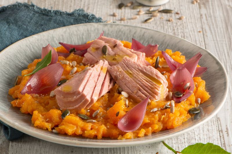 Purée de carottes oignons glacés