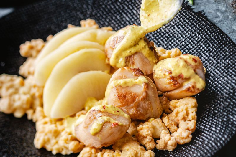 Crumble de pommes et Saint-Jacques