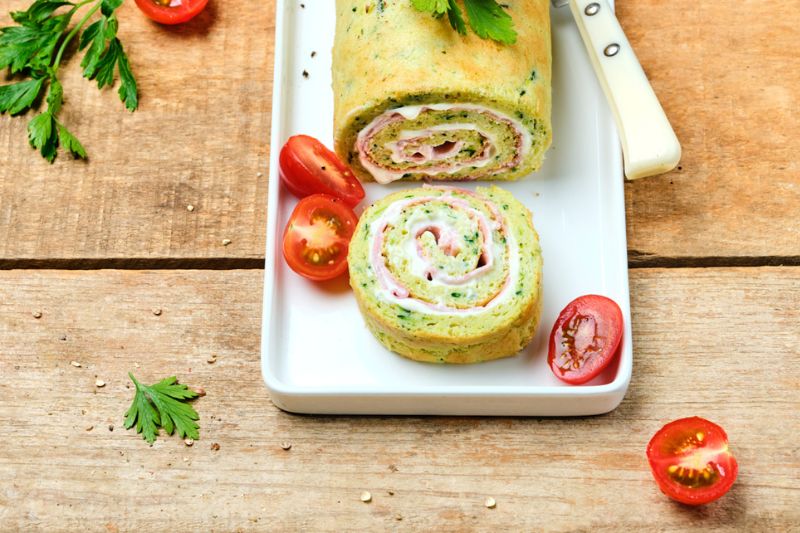 Génoise roulée courgettes et Vache qui rit