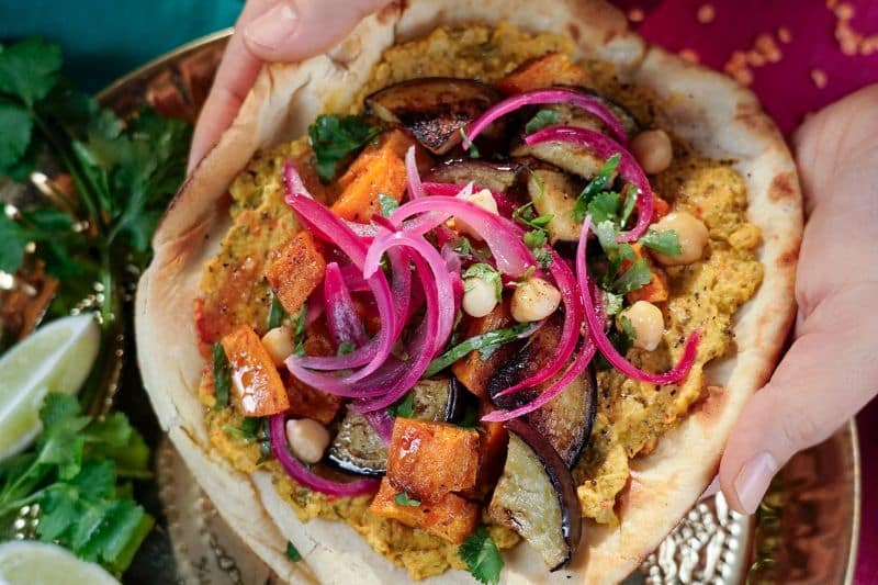Naans au concassé de lentilles corail