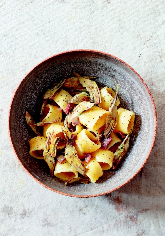 recette de Pâtes carbonara aux artichauts et jambon