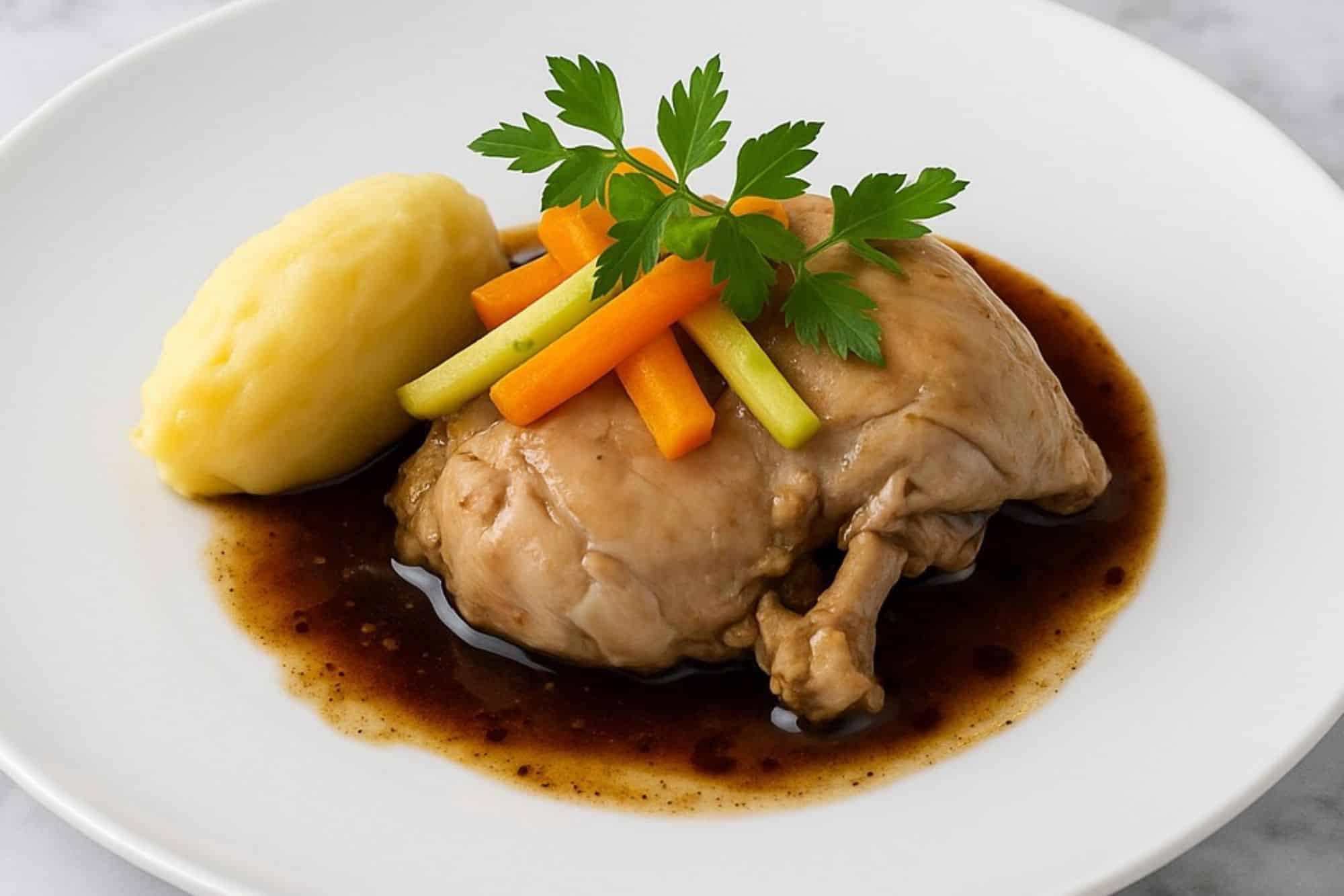 Poulet fermier en vinaigrette de légumes